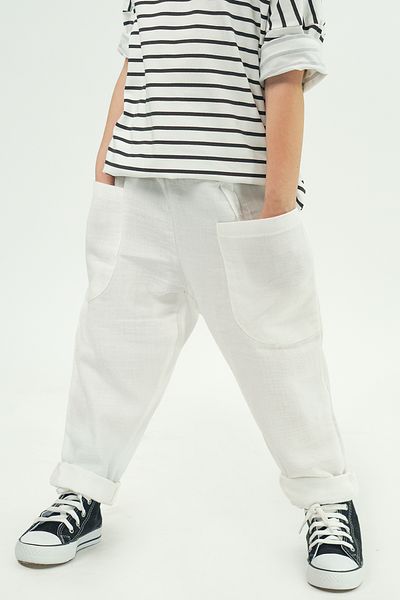 Catz Kids Pack of 2 Boyfriend Muslin Pants (Brown and Ecru)