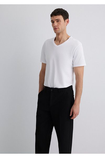 Mavi Weißes SlimFit T-Shirt mit V-Ausschnitt - 065586 -620