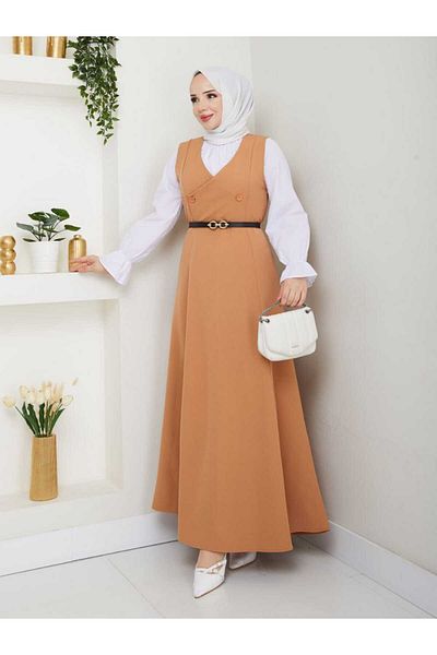 butik hira Λεπτομέρεια φόρεμα με κουμπιά Hijab Gilet