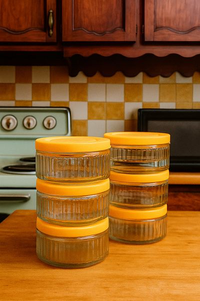 ZURİ DESİGN Set of 6 Airtight Glass Storage Containers - 140 Cc |   Yellow Lid, Leakproof Storage Container Multi-Purpose