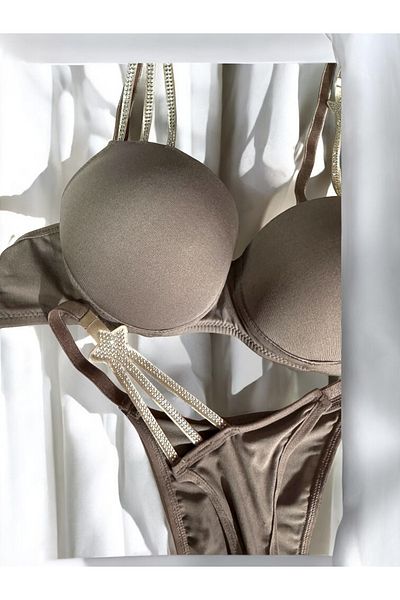 BLİSS WEAR FASHION Women's Stone Supported Bra Panty Set Underwear