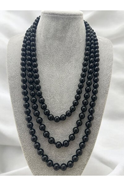 FUYA JEWELLERY Dolamalı Düğüm Detaylı İnci Kolye 200 CM 10 MM