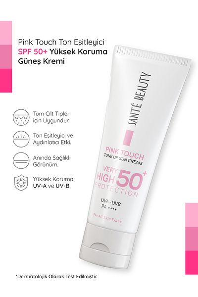 SANTE BEAUTY Pink Touch Spf 50+ Anti-Blemish & Tone Equalizing High Protection Face Body Pink Sun Cream 75 ml