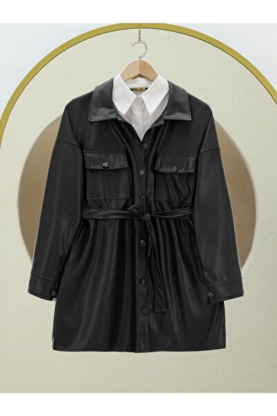 HİJABAYA Δερμάτινο πουκάμισο με διπλή τσέπη με δεμένη μέση