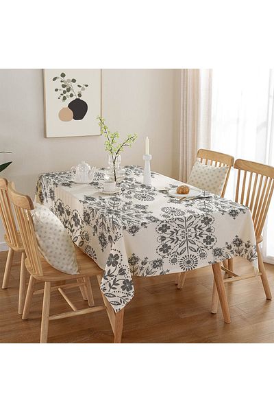 Rell Home Worry-Free Table Cloth, Slub Fabric, Stain-Repellent Model