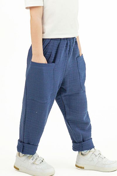 Catz Kids Pack of 2 Boyfriend Muslin Pants (Indigo and Brown)