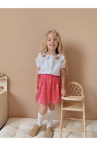 MİO Girl's Sequin Sequin Skirt Suit