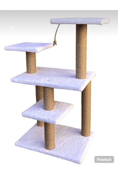 ATA PET XXL Large Cat Scratching Post Climbing Board for Large Cats with 3 Posts and Steps White