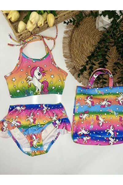 Starry Couture Unıcorn Kız Çocuk Bikini ve Çanta Takımı