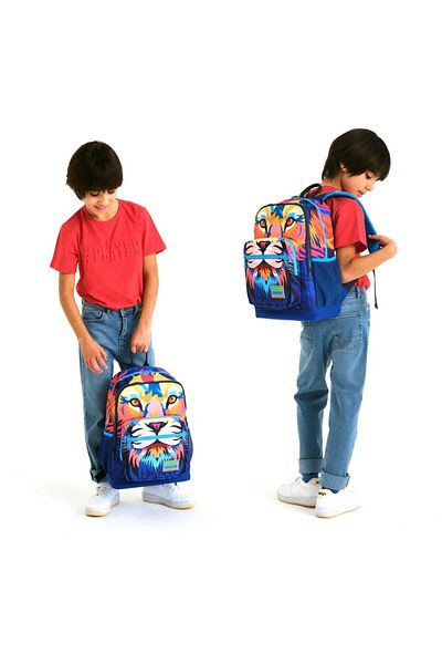 Coral High Set of 2 Lion Patterned School Bag Nutrition 23741