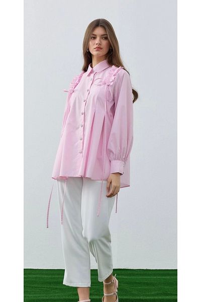 DEFNECE BUTİK Pleated Detailed Tunic through the Shoulder
