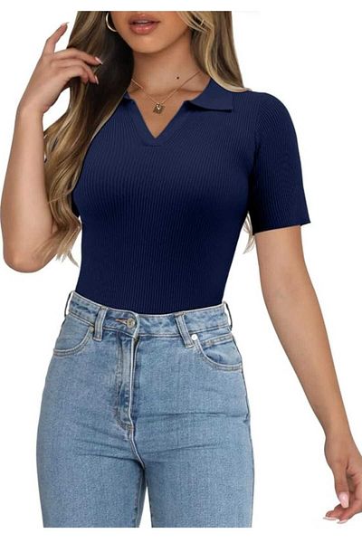youknitwear you Penny Polo Neck Knitwear T-shirt