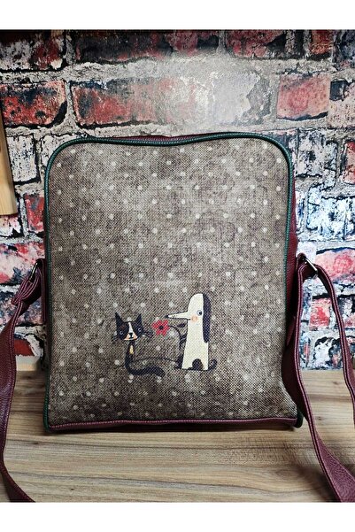 Şaşıkedi Kedi Köpek Desenli Kadın Postac Çanta