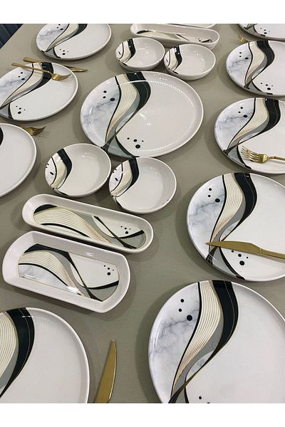 Yiğit Seramik Züccaciye Asorti 21 Piece Breakfast Set for 12 People