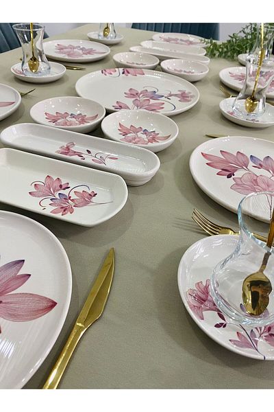 Yiğit Seramik Züccaciye Mira 21 Piece Breakfast Set for 6 People