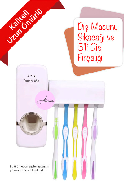 adornazzle Otomatik Diş Macunu Sıkacağı, Diş Fırçası Tutucu