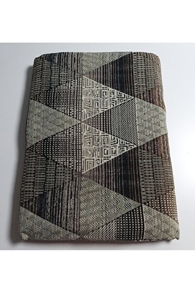 Voho Tekstil Dokuma Savan Halı Örtüsü Kahverengi Üçgen Desen