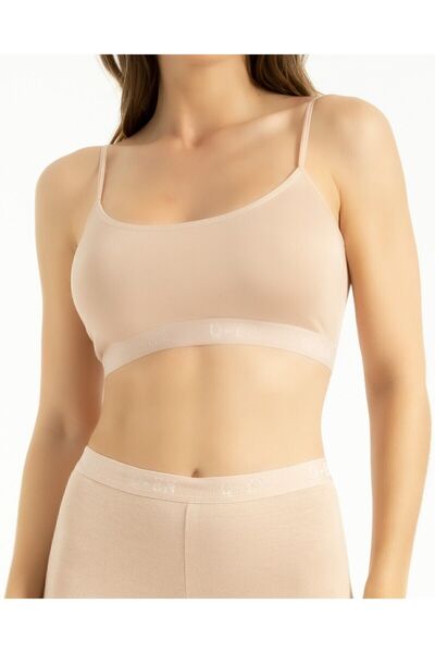İVY GARDEN Women's Bamboo Rope Strap Bustier Breathable Soft Textured Removable Pad Skin Color