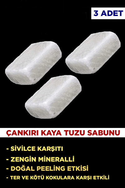 SETA Shop Doğal Çankırı Kaya Tuzu Tuz Sabunu 3 Adet 300-350 Gr