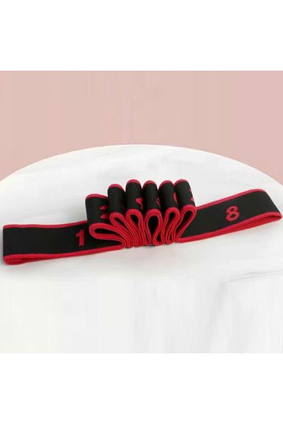 Choice Red Yoga Elastic Resistance Band With 8 Independent Rings, Home Fitness Segmented Stretching Rope, P
