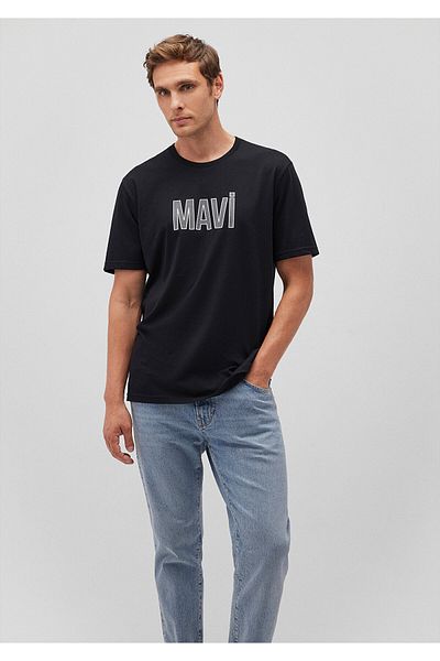 Mavi Logo Printed Black T-Shirt Regular Fit / Normal Cut 066842-900