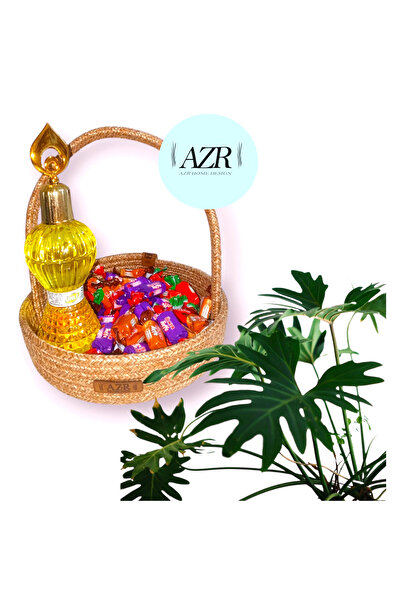 AZR HOME DESİGN jüt halat hasır sepet şekerlik dekor