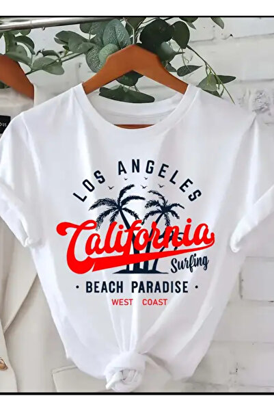 Daxia تي شيرت نسائي مطبوع من كاليفورنيا بأكمام قصيرة ورقبة دائرية منتج جديد