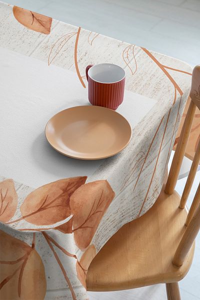 Rell Home Κάλυμμα τραπεζιού χωρίς ανησυχία, ύφασμα Slub, μοντέλο που δεν μουτζουρώνει