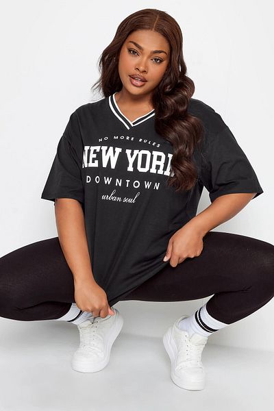Stil Diva Tricou cu decolteu în V cu jumătate de mânecă lungă cu imprimeu în față 302504
