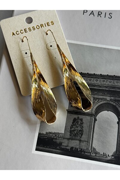 shop Marka Tasarım Uzun Gold Küpe (8 cm)