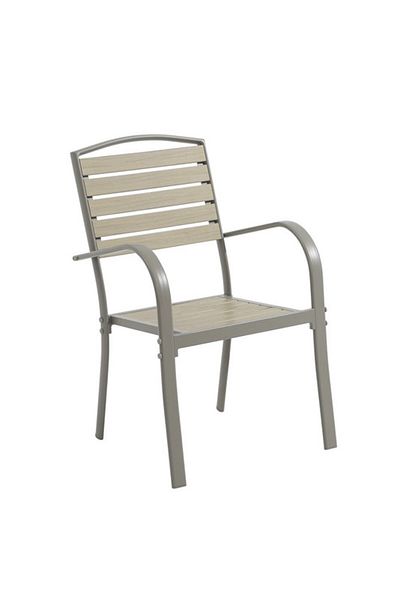 Generic Patio Dining Chairs Outdoor Aluminum Dining Chairs with Faux Wood Slats Black