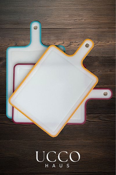 UCCO Set of 3 Colorful Cutting Boards – Bpa Free |   Food Grade, Hygienic and Durable Plastic