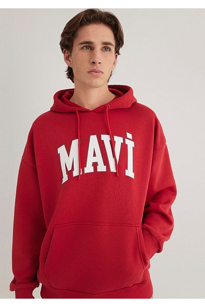 Mavi Logo Printed Hooded Red Sweatshirt067149-86417