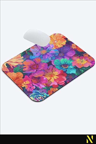nilizma Цветна ергономична подложка за мишка с флорален мотив и противоплъзгаща повърхност, идеална за използване у дома и в офиса