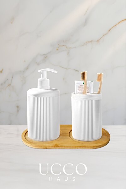 UCCO Bamboo Oil Bowl Stand – 2-Section Natural Presentation Tray |   Oil Bowl Coaster, Spice Bowl Stand, Soap Dish