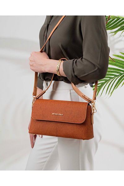 mıchael polo Zippered Women's Handbag Crossbody Bag with Cover Detail