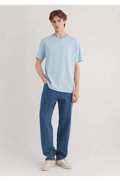 Mavi Blaues Basic-T-Shirt mit Rundhalsausschnitt, Loose Fit / Loose Relaxed Fit0611824-70815