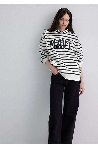 Mavi Weißes Sweatshirt mit Logo-Aufdruck - 1s10118-84603