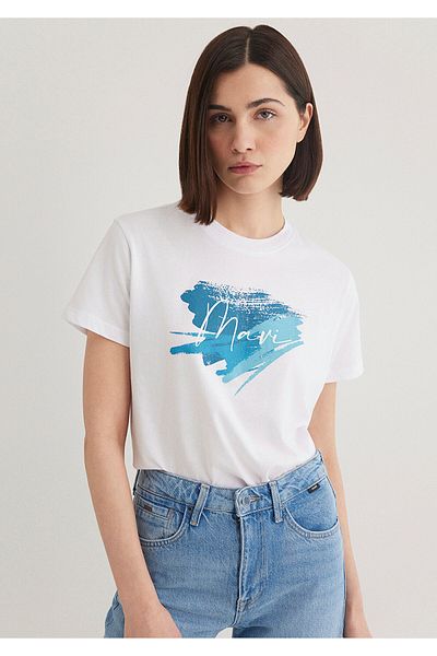 Mavi Bedrucktes weißes T-Shirt Regular Fit / Regular Fit1612240-620