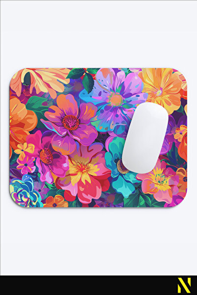 nilizma Цветна ергономична подложка за мишка с флорален мотив и противоплъзгаща повърхност, идеална за използване у дома и в офиса