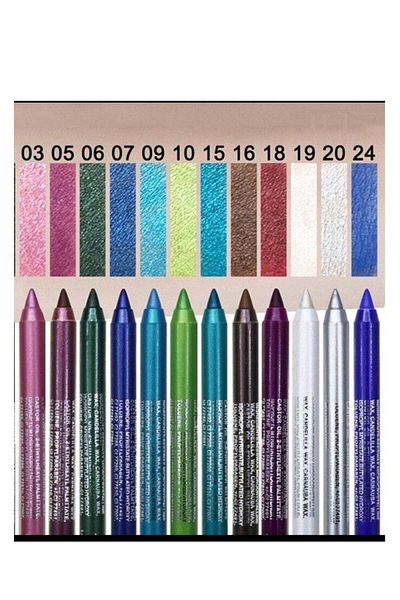 Beauty Set of 12 Glitter Eyeliner Pens in Multicolor