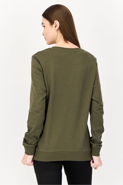 Puma Women Sportswear Fit Long Sleeves Outdoor Sweatshirt, Olive
