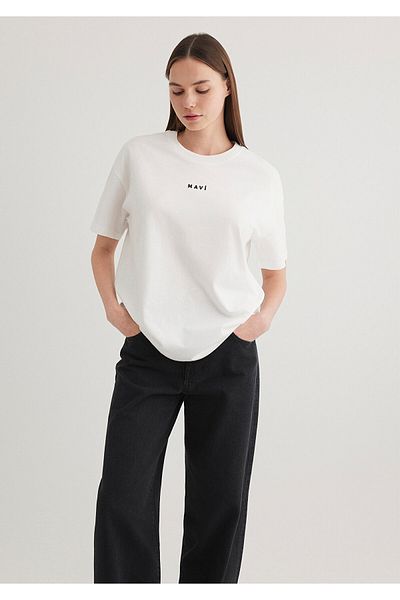 Mavi Weißes T-Shirt mit Logo-Print, reguläre Passform / Regular Fit1612518-70057