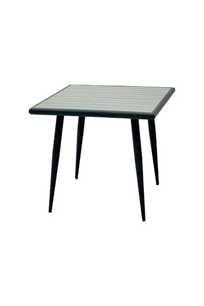 Generic طاولة طعام خارجية مربعة، حديد وخشب، 80×80×75 سم
