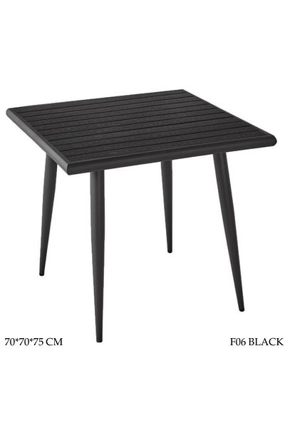 Generic طاولة طعام خارجية مربعة، حديد وخشب، 70×70×75 سم