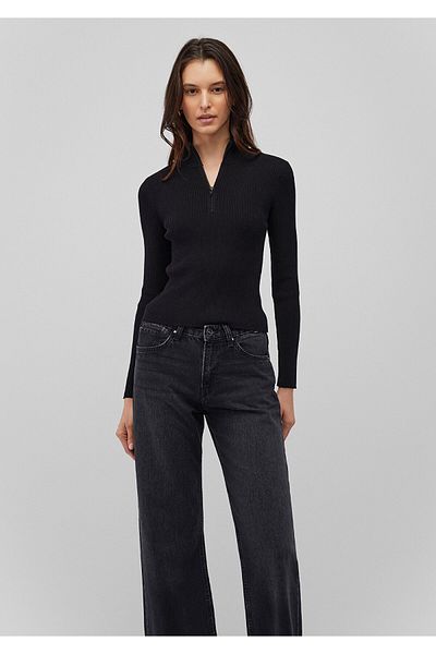 Mavi Half Zippered Stand Collar Black Sweater Fitted / Fitted Cut 1710519 -900