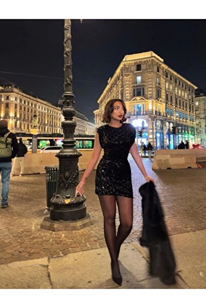 Genel Markalar Pul payet elbise siyah