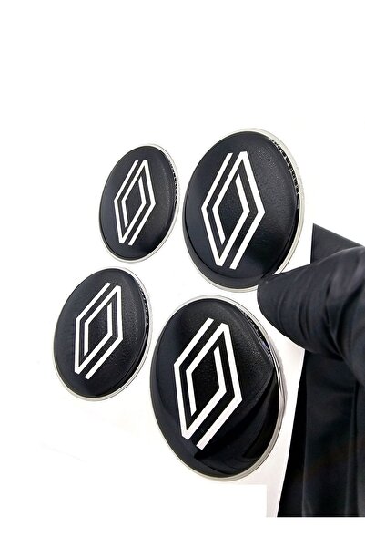 BsElektronik Yeni Nesil Tasarım Damla Sticker Siyah Renault Jant Göbeği 5.5cm Uyumlu