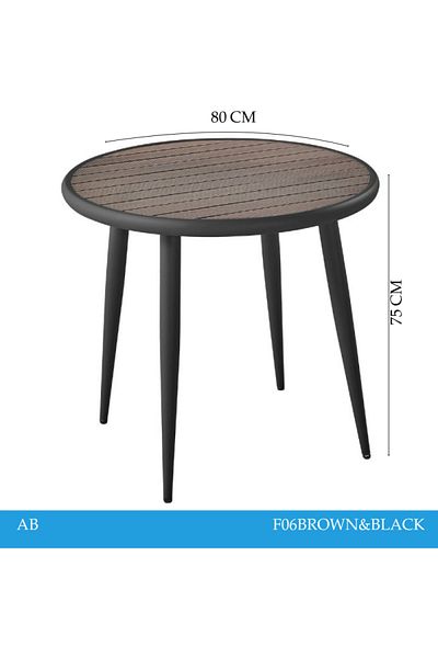 Generic Round outdoor dining table, iron and Wood, 80x80x75 cm