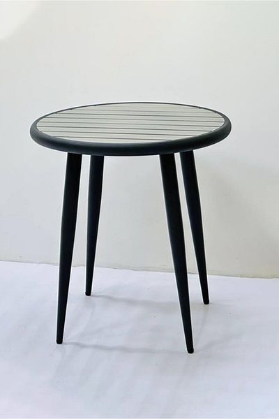 Generic Round outdoor dining table, iron and Wood, 70x70x75 cm